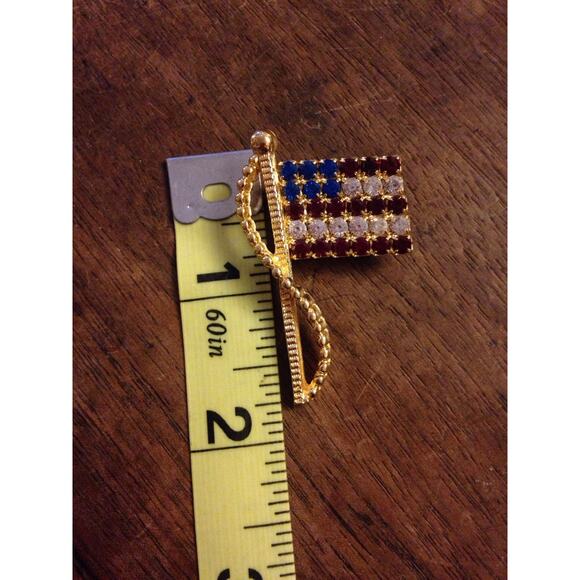 RAFAELIAN Rhinestone American Flag Red, White, and Blue Patriotic Pin/Brooch - Picture 3 of 4